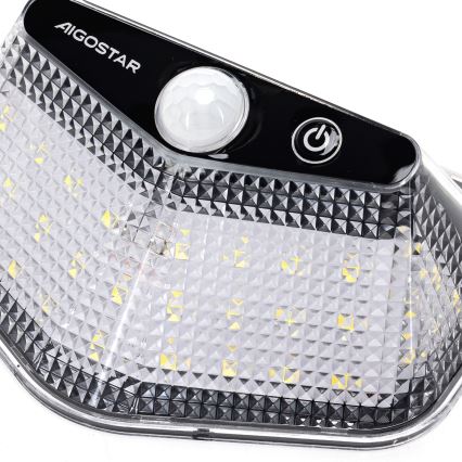 Aigostar - LED aurinkovalaisin anturilla LED/3,7V 6500K 500 mAh IP65 musta