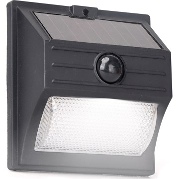 Aigostar - LED-aurinkovalaisin anturilla LED/3,7V 6500K 500 mAh IP65 musta