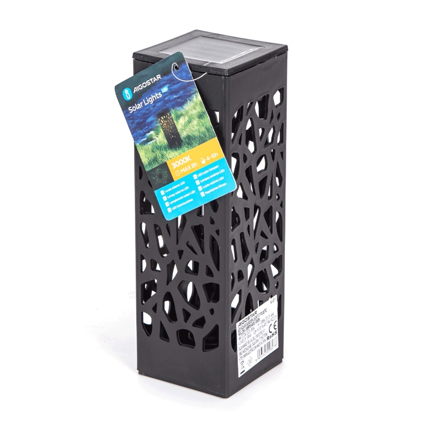 Aigostar - LED-aurinkovalaisin LED/0,006 W/1,2 V 100 mAh 28,5 cm musta 3000 K IP44