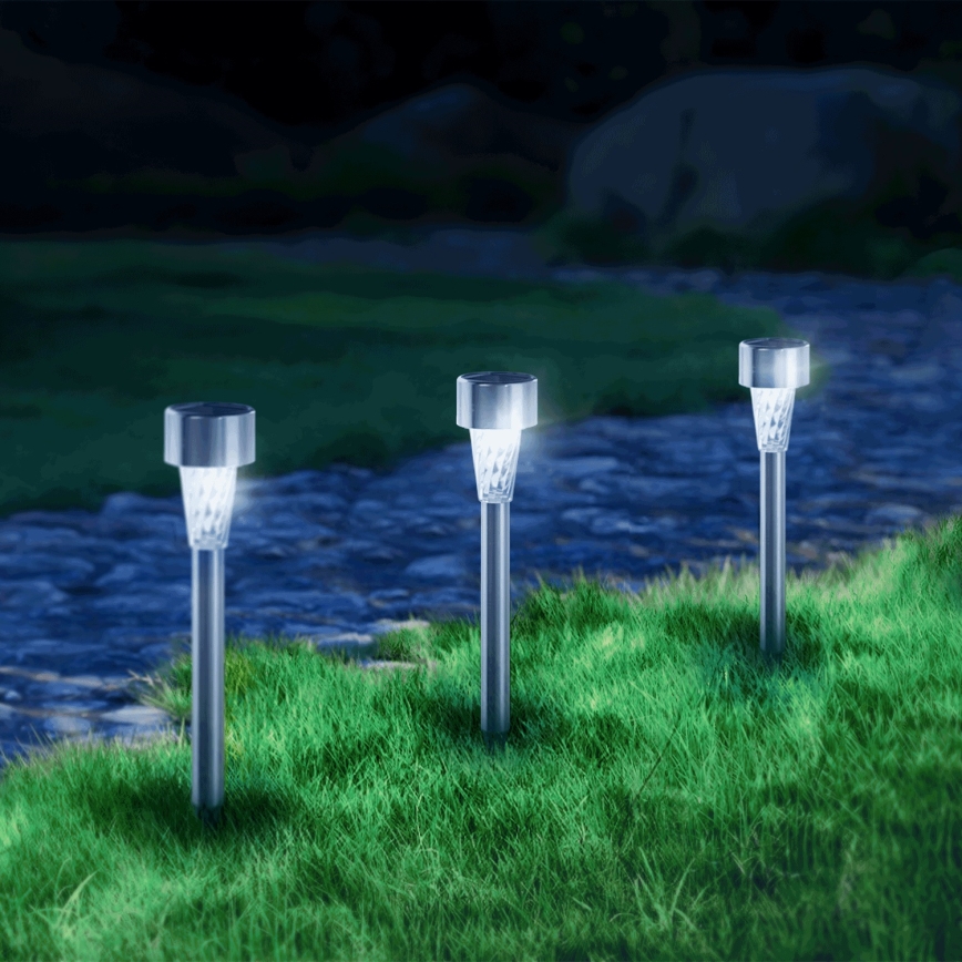Aigostar - LED-aurinkovalaisin LED/2V IP44 40 mAh mattakromi