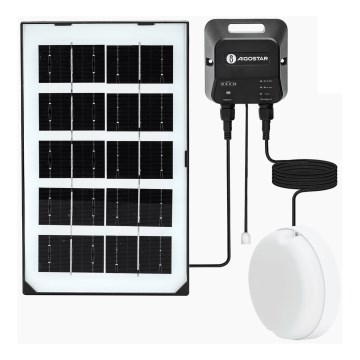 Aigostar - LED-aurinkovalaisin LED/35W/12V 3000 mAh 6500K IP65 halkaisija 16,8 cm + kaukosäädin