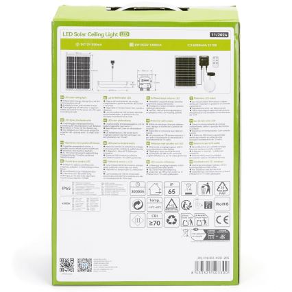 Aigostar - LED-aurinkovalaisin LED/70W/12V 6000 mAh 6500K IP65 halkaisija 20,5 cm + kaukosäädin