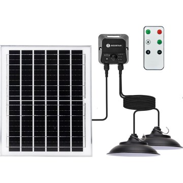 Aigostar - LED-aurinkovalaisin liiketunnistimella 2xLED/70W/12V 12000 mAh 6500K IP65 halkaisija 23,5 cm + kaukosäädin