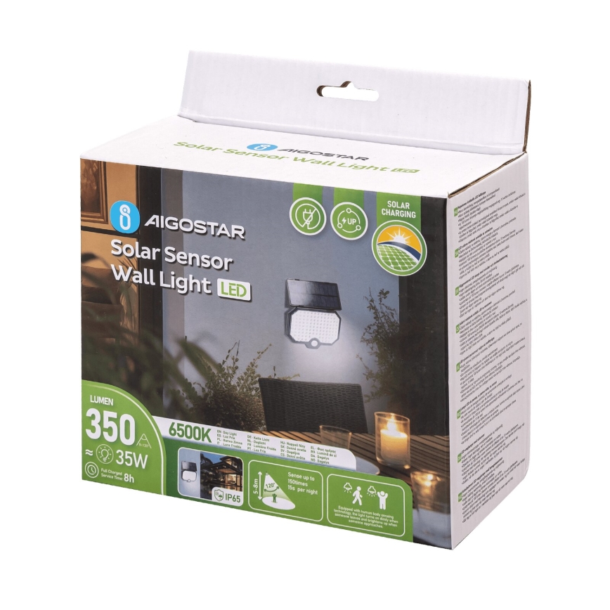 Aigostar - LED aurinkokäyttöinen valaisin liiketunnistimella LED/2,4W/3,7V 1800 mAh IP65