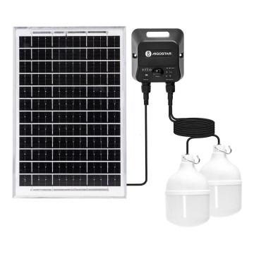 Aigostar - LED-aurinkovalaisin tunnistimella 2xLED/35W/12V 6000 mAh 6500K IP65 halkaisija 10 cm + kaukosäädin