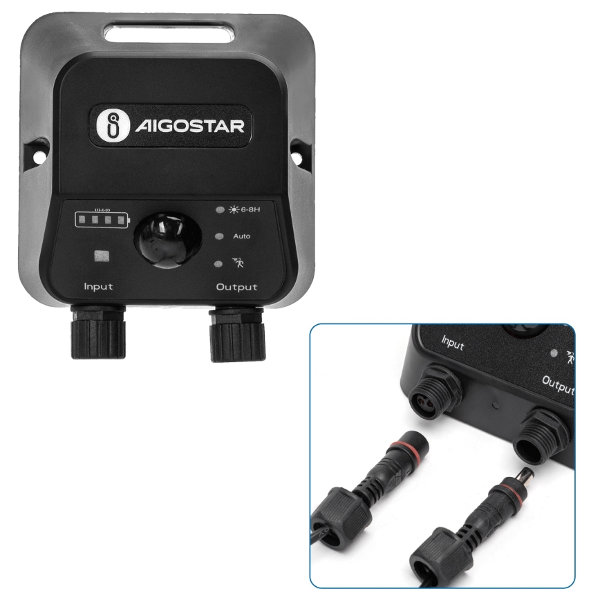 Aigostar - LED-aurinkokattovalaisin anturilla 2xLED/70W/12V 12000 mAh 6500K IP65 halkaisija 12 cm + kauko-ohjain