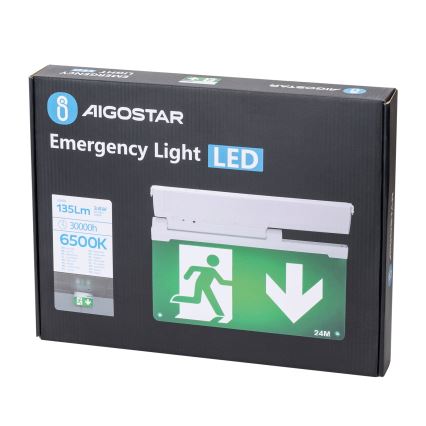 Aigostar - LED-hätävalo EMERGENCY EXIT LED/3,6W/230V 6500K 500mAh