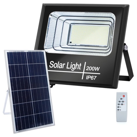Aigostar - LED Himmennettävä aurinkokenno valonheitin LED/200W/3,2V IP67 + kaukosäädin