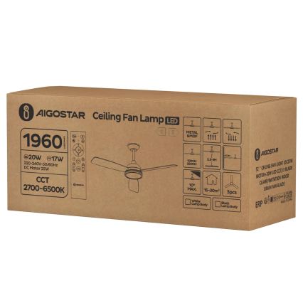 Aigostar - LED himmennettävä kattotuuletin LED/20W/230V 2700-6500K 132 cm ruskea + kaukosäädin
