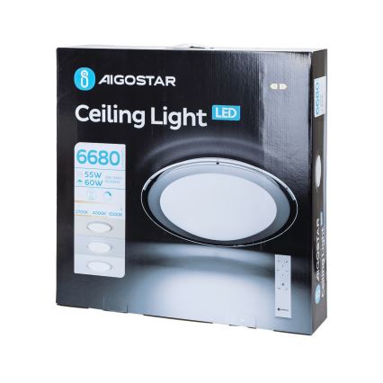 Aigostar - himmennettävä LED-kattovalaisin LED/60W/230V 2700–6500 K Ø 52,7 cm kromi + kaukosäädin