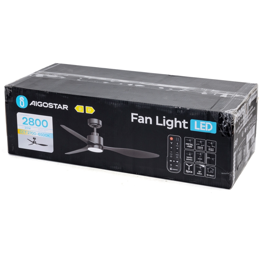 Aigostar - LED himmennettävä kattovalo LED/20W/230V 2700-6500K 132cm musta + kauko-ohjaus