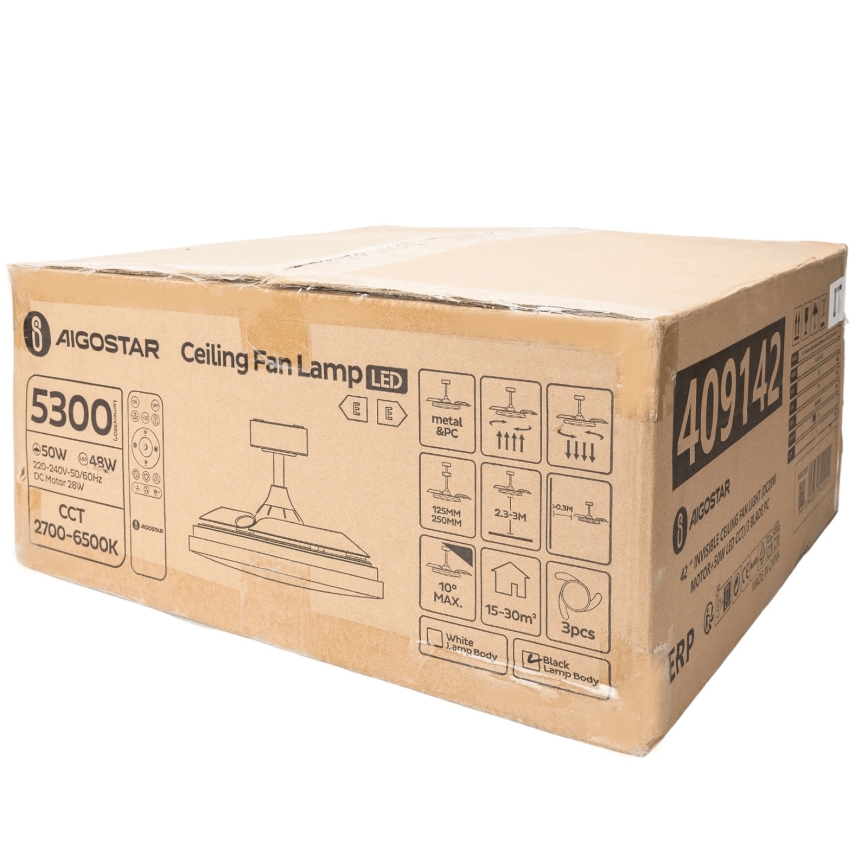 Aigostar - LED himmennettävä kattovalo LED/50W/230V 2700-6500K 106cm musta + kauko-ohjaus