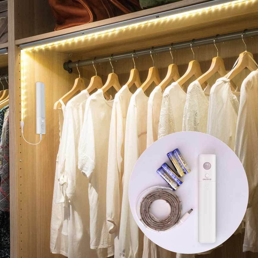 Aigostar - LED himmennettävä nauha anturilla 1m LED/2W/4xAAA 3000K IP65
