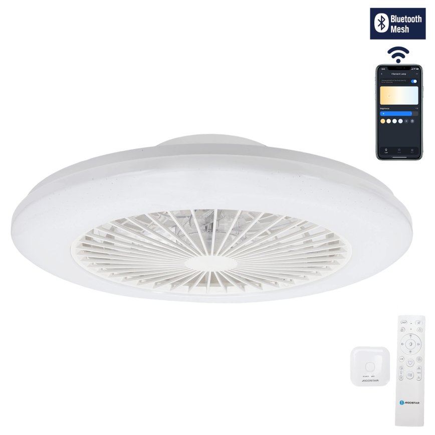 Aigostar - LED himmennettävä kattovalaisin tuulettimella LED/40W/230V 2700-6500K halkaisija 48,5 cm valkoinen + kaukosäädin