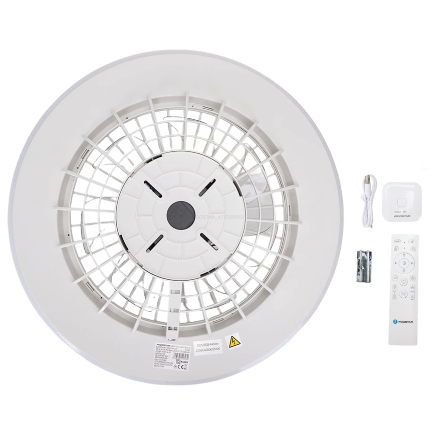 Aigostar - LED himmennettävä kattovalaisin tuulettimella LED/40W/230V 2700-6500K halkaisija 48,5 cm valkoinen + kaukosäädin