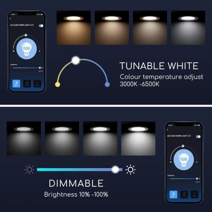 Aigostar - LED Himmennettävä upotettava valo 12W/230V d. 17 cm Wi-Fi