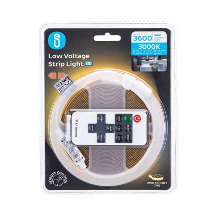 Aigostar - LED-himmennysnauha 5m LED/36W/24/230V 3000K + kauko-ohjaus