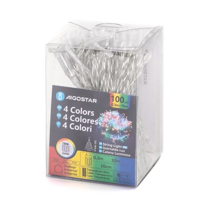 Aigostar - LED Joulukoristevalosarja 100xLED/3xAA 10,3m monivärinen