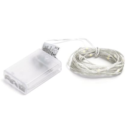 Aigostar - LED Joulukoristevalosarja 50xLED/3xAA 5,3m kylmän valkoinen