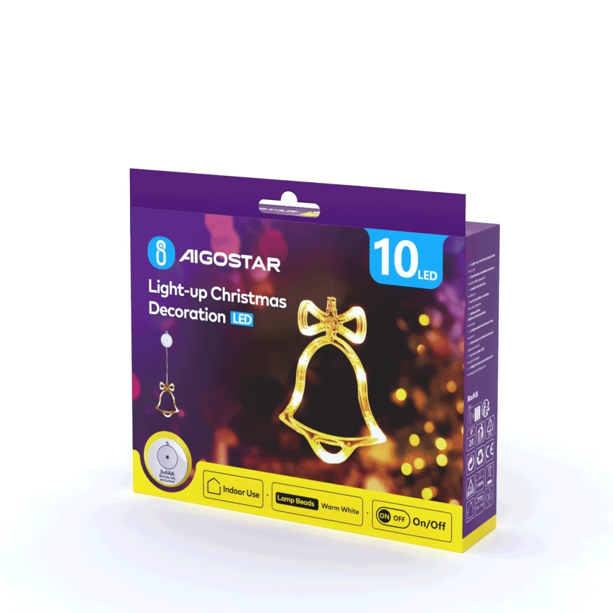 Aigostar - LED-joulukoriste LED/3xAAA bell 18cm