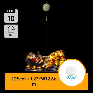 Aigostar - LED Joulukoriste LED/3xAAA Joulupukki poroineen 13,4 cm