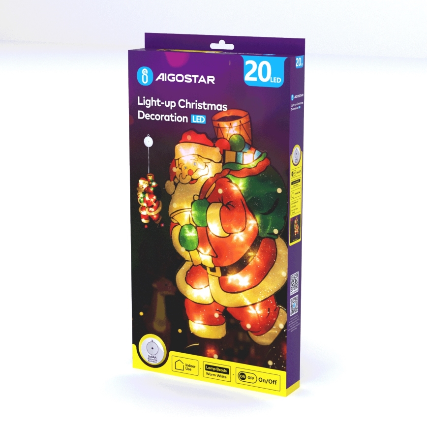 Aigostar - LED-joulukoriste LED/3xAAA Santa 45cm