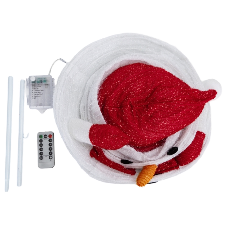 Aigostar - LED-joulukoriste ulkokäyttöön, 50 LED, 0,7 m, 3×AA, IP44, lumiukko + kauko-ohjain