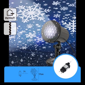 Aigostar - LED-jouluprojektori ulkokäyttöön, lumihiutaleilla LED/5W/230V IP44 kylmänvalkoinen