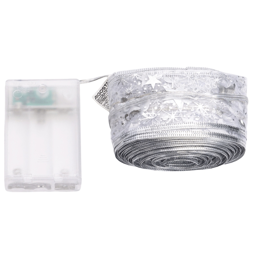 Aigostar - LED-jouluvaloketju 100xLED/3xAA 10 m lämmin valkoinen hopeanvärinen