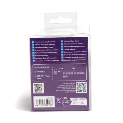 Aigostar - LED jouluvaloketju 20xLED/3xAA 3,3m lumihiutaleet