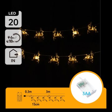 Aigostar - LED Jouluvaloketju 20xLED/3xAA 3,3m porot