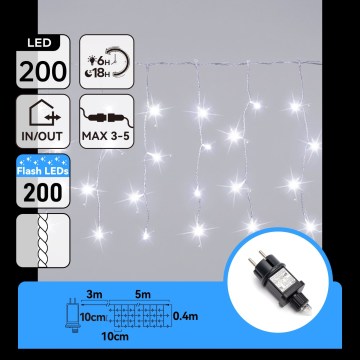 Aigostar - LED-jouluvaloketju ulkokäyttöön 200xLED 8x0,4m IP44 kylmänvalkoinen
