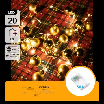 Aigostar - LED-jouluvaloköynnös 20xLED/3xAA 2 m lämmin valkoinen