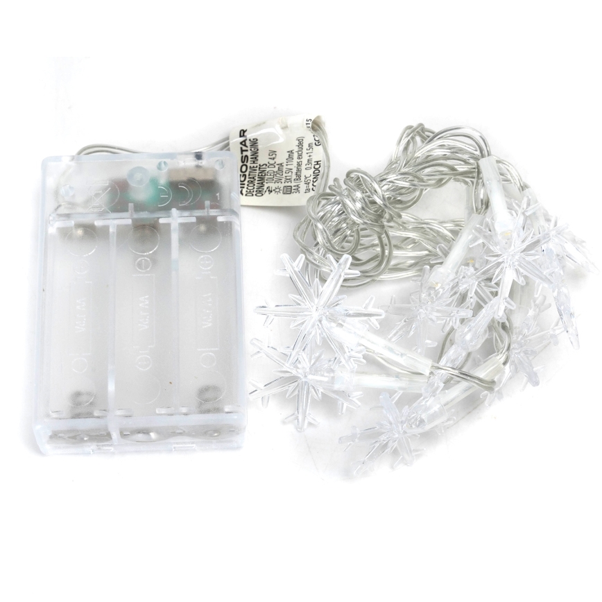 Aigostar - LED-jouluvalosarja 10xLED/3xAA 1,5m lämpimänvalkoinen, lumihiutaleilla