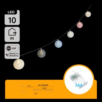 Aigostar - LED jouluvalosarja 10xLED/3xAA 2m lämmin valkoinen