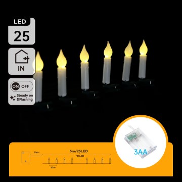 Aigostar - LED-jouluvalosarja 25xLED/3xAA 5 m lämmin valkoinen