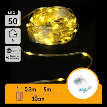 Aigostar - LED-jouluvalosarja 50xLED/3xAA 5,3m lämmin valkoinen