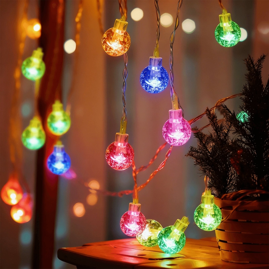 Aigostar - LED-jouluvalosarja ulkokäyttöön, 50 LED, 8 toimintoa, 3xAA, 5,3 m, IP44, monivärinen