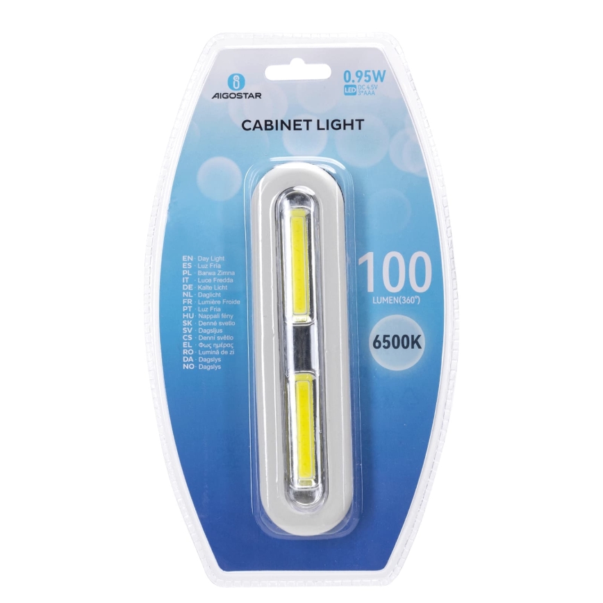 Aigostar - LED-kaapinvalaisin LED/3xAAA 6500K valkoinen