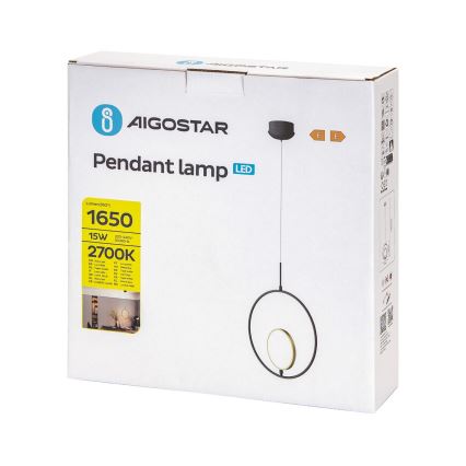 Aigostar - LED-kattokruunu johdossa LED/15W/230V 6500K musta/kulta