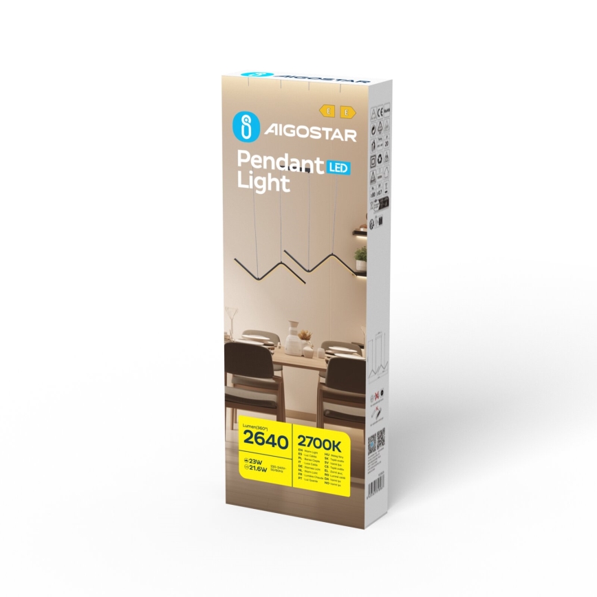 Aigostar - LED-kattokruunu johdossa LED/23W/230V 2700K