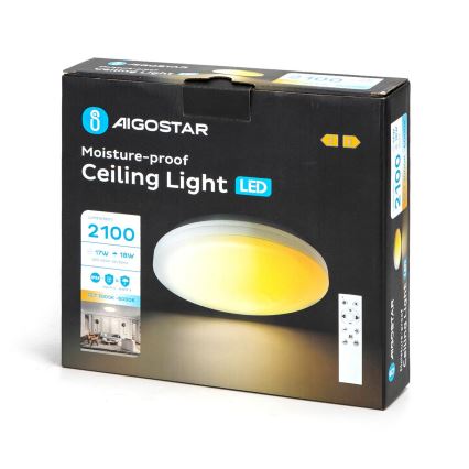 Aigostar - Himmennettävä kylpyhuoneen LED-kattovalaisin LED/18W/230V 3000-6000K IP54 + kauko-ohjaus