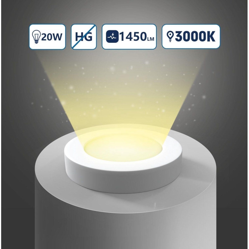 Aigostar - LED-kattovalaisin LED/20W/230V halkaisija 24,7 cm 3000K valkoinen