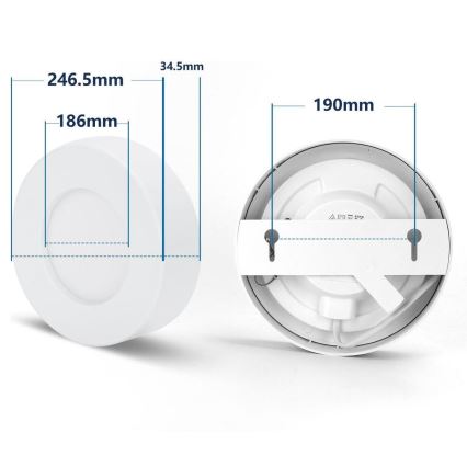 Aigostar - LED-kattovalaisin LED/20W/230V halkaisija 24,7 cm 3000K valkoinen