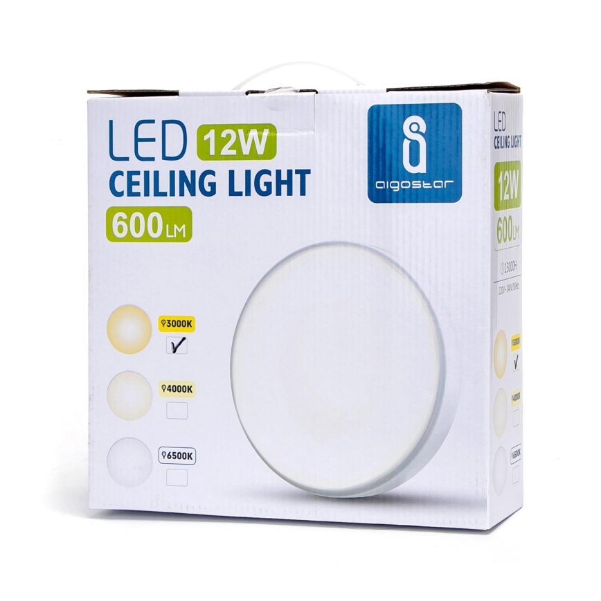 Aigostar - LED Kattovalo LED/12W/230V 3000K d. 23 cm valkoinen