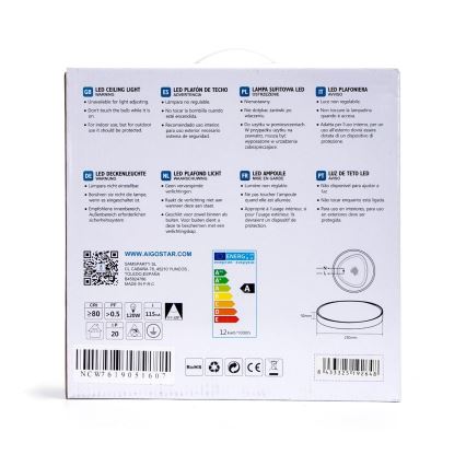 Aigostar - LED Kattovalo LED/12W/230V 3000K d. 23 cm valkoinen