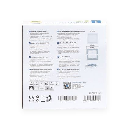 Aigostar - LED Kiinteä kattovalaisin LED/12W/230V 17,3x17,3 cm 3000K valkoinen