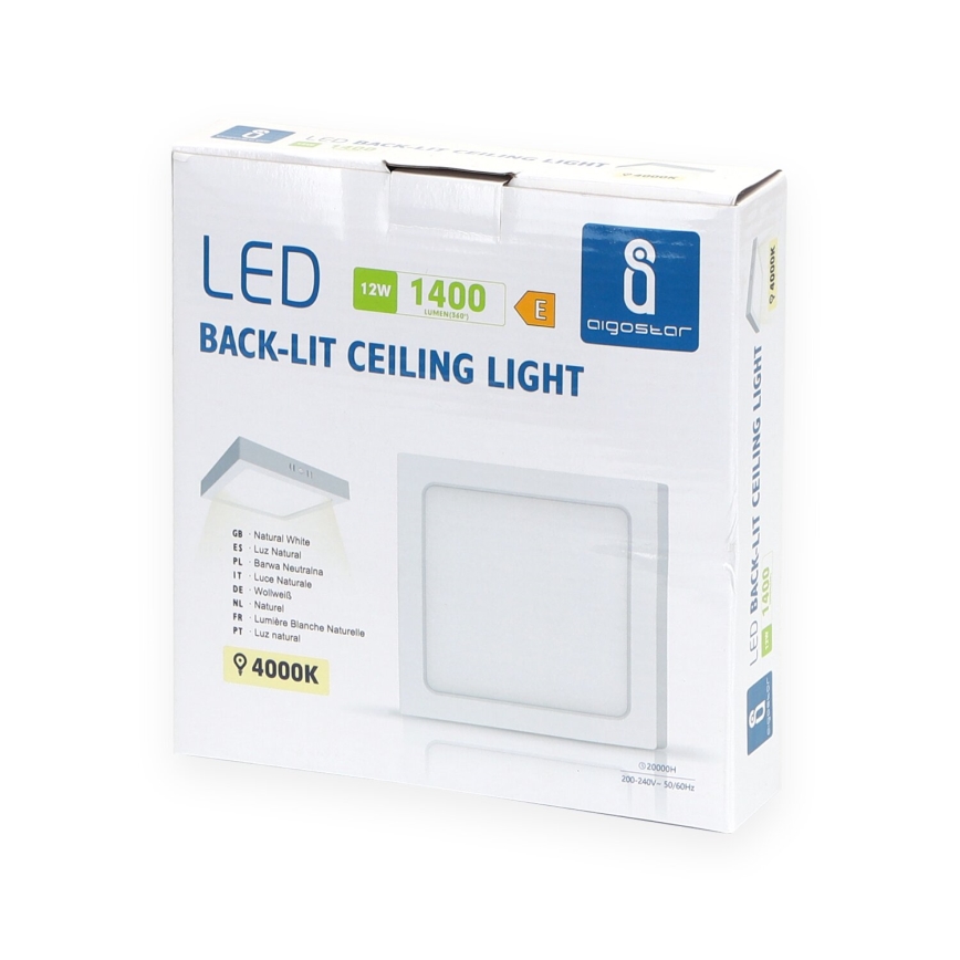 Aigostar - LED Kiinteä kattovalaisin LED/12W/230V 17,3x17,3 cm 4000K valkoinen