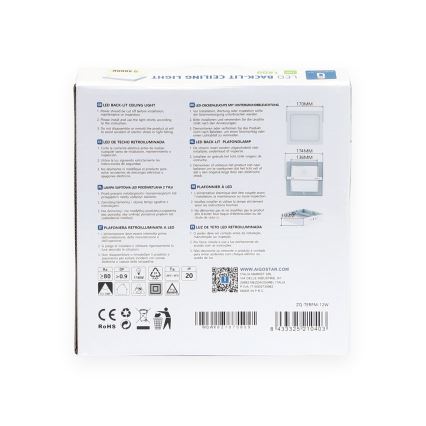 Aigostar - LED Kiinteä kattovalaisin LED/12W/230V 17,3x17,3 cm 4000K valkoinen