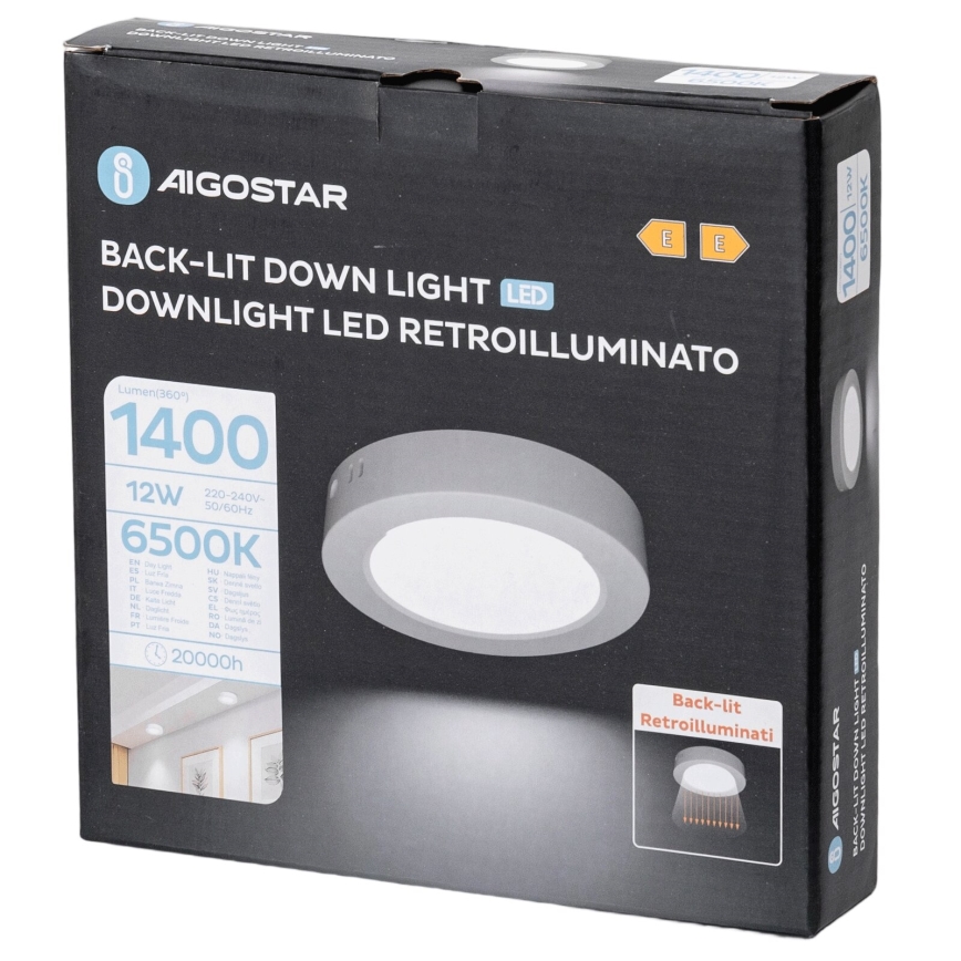 Aigostar - LED Kiinteä kattovalaisin LED/12W/230V halkaisija 17,4 cm 6500K valkoinen